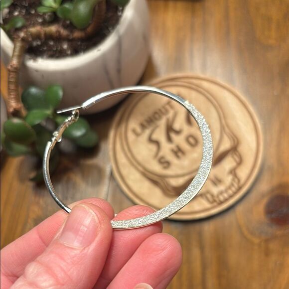 Sparkle ✨ Silver Hoop Earrings - Picture 8 of 9